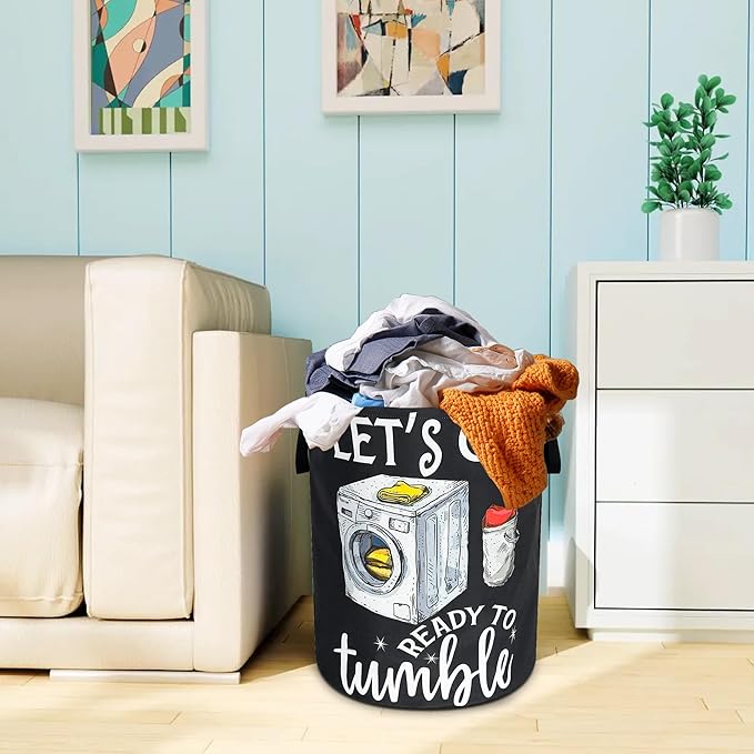Let'S Get Ready To Tumble Laundry Basket Oxford Cloth Funny Laundry Hamper With Handle Foldable Portable Clothes Storage Basket 18.9 X 16.5 In Storage Bag For Laundry Room/Bathroom/Bedroom/Dormitories