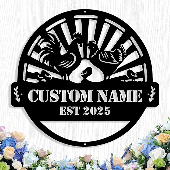 Custom Chicken Coop Metal Sign, Personalized Chicken Coop Sign for Outside, Custom Metal Hen House Farm Signs, Chickens Hen House Farmhouse Wall Art Decor
