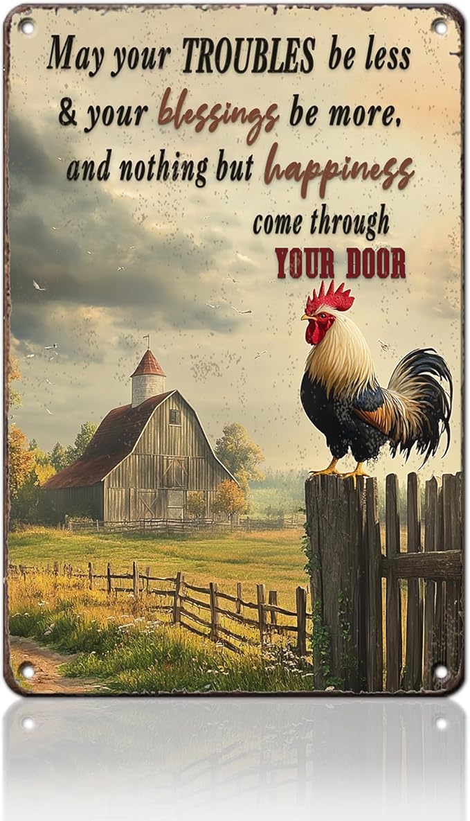 Rooster Kitchen Wall Decor Chicken Metal Signs Farm Rooster Crowing Sign Chicken Decor Welcome To My Mother Kitchen Home Fence Wall Decor 12x16 Inch Vintage Chicken Coop Tin Poster
