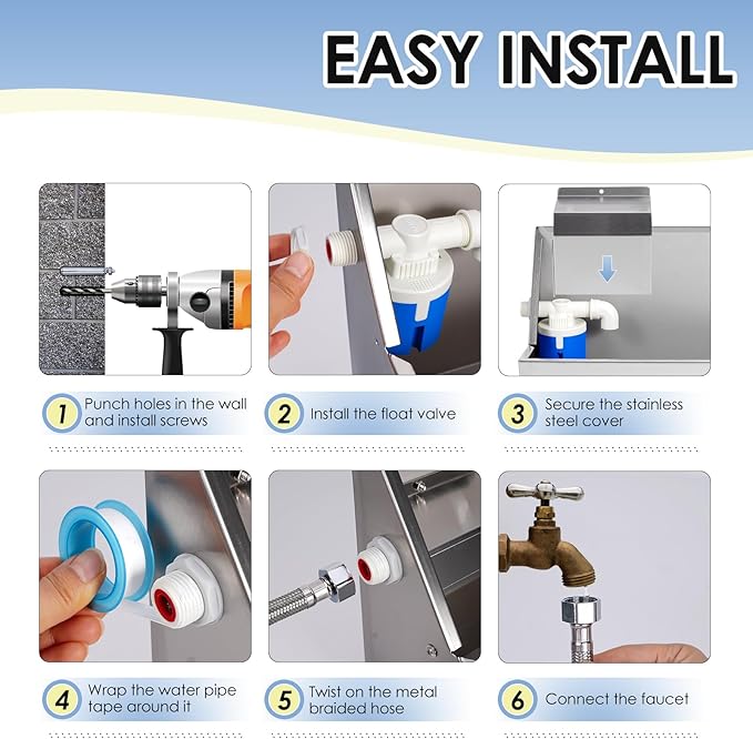 Automatic Water Dispenser for Large Dogs, 2.1 Gallon Stainless Steel Auto Water Bowl Self Filling, Waterer Feeder for Outdoor Animals Drinking, Chicken Livestock (Drainage Hole)