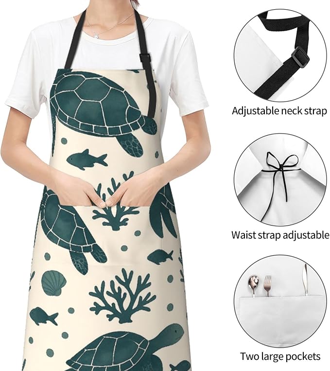 Serene Swan In Stream Adjustable Waterproof Apron Work Cooking Apron With Pockets For Men Women
