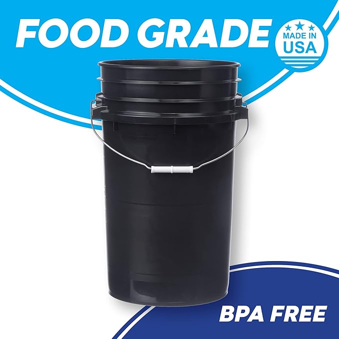 Hudson Exchange Premium 7 Gallon Bucket, HDPE, Black