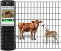 Gisafai 48in x 100ft Welded Wire Fence, 2 Inch x 4 Inch 16 GA, Galvanized Metal Garden Fence Roll Wire Mesh Netting for Goat Deer Cattle Animal Enclosures and Yard Vegetable Plant Protection,Black