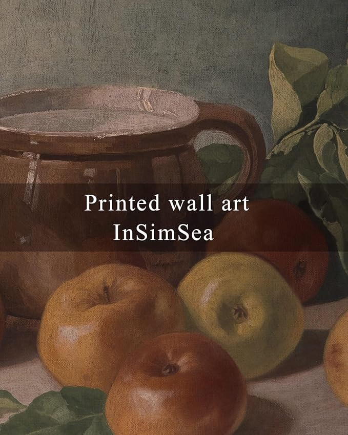 InSimSea Framed Canvas Wall Art Vintage Aesthetic Room Decor, Harvest Apples Still Life Oil Painting Artwork Abstract Wall Pictures Prints, Farmhouse Fruit Wall Decor Bedroom Kitchen 16x24in