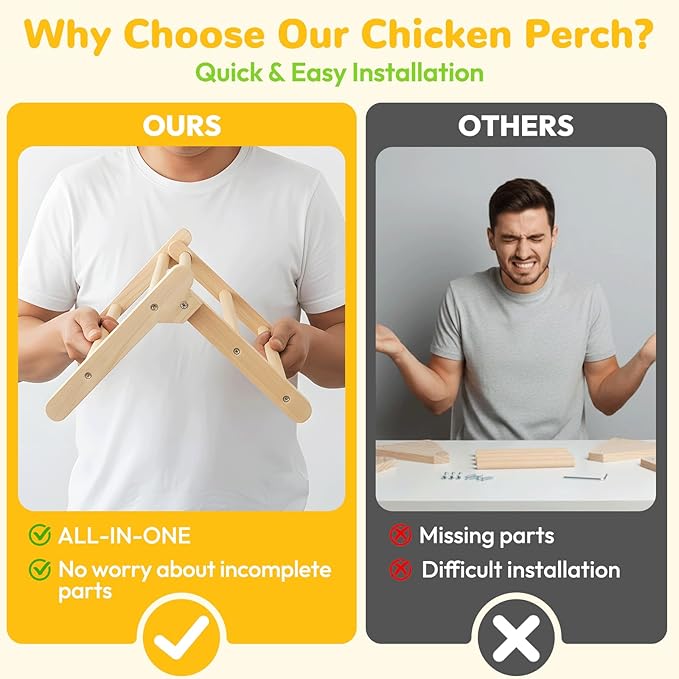 Innoland Chick Perch Foldable, Perch for Chicks Stable & No Assemble, Chick Roosting Perch for Stand Training, 11.02" × 9.84" × 6.10" Baby Chick Toys for Chicken Brooder | Coop (M)