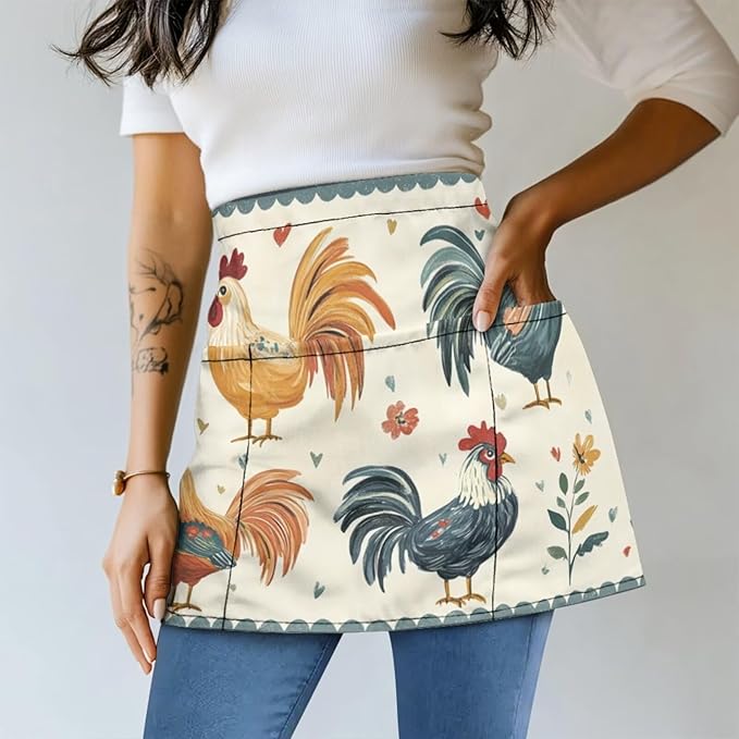 Waistress Apron with Pockets Coffee Waiter Apron Long String Chef Half Aprons for Cooking Kitchen Hairdresser