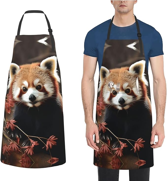 Kitchen Aprons for Men Women Waterproof Apron with 2 Pockets Skis on mountain Apron Adjustable Bib Aprons