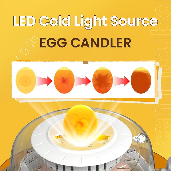 8 Egg Incubators for Hatching Eggs, Incubator for Chicken Eggs 360 Degree View, Automatic Egg Turner and Egg Candler, Farm Poultry Egg Incubators for Chicken Duck Goose Quails Eggs