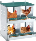 Chicken Nesting Box for Laying Eggs - 4 Room Chicken Laying Boxes, Nesting Boxes for Chickens, Heavy Duty Metal Chicken Coop (22.05" L x 16.92" W x 25.59" H)