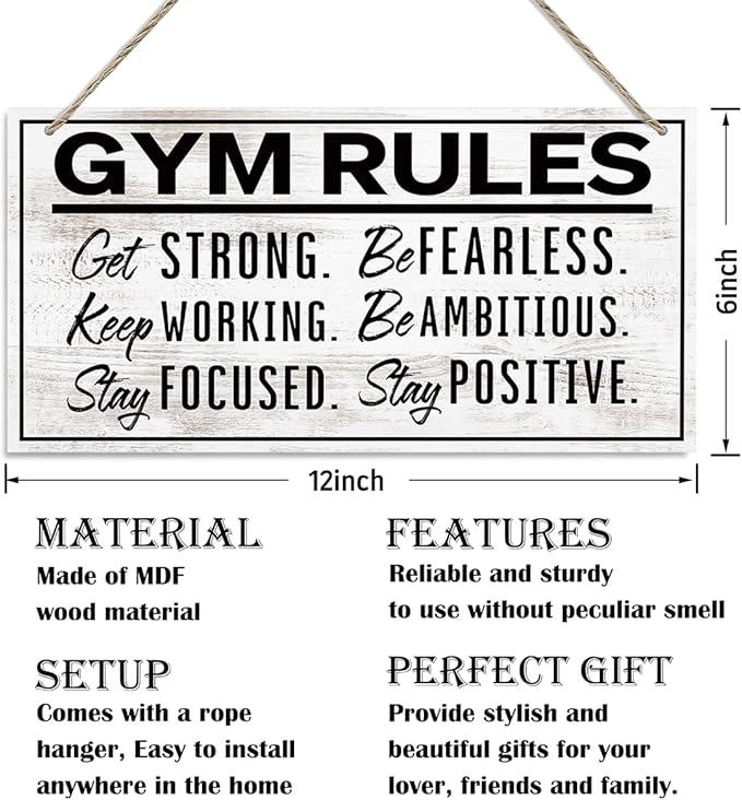 Gym Rules Sign, Gym Room Decor, Work-out Room Decor, Decorative Wood Hanging Wood Plaque, Motivational Gym Decor, Home Gym Decor, Farmhouse Hanging Decor, Rustic Door Sign, Wall Decor Art