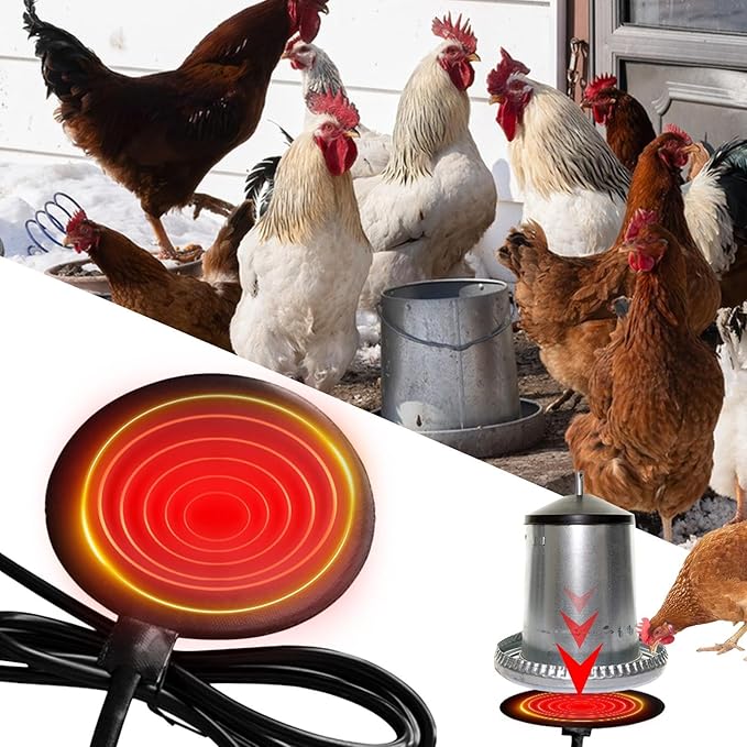 Chicken Water Heater, Reliable Freeze Protection, 150mm, Poultry Heater, Livestock Warmer, Safe Low-Watt Design, for Coops, Barns, Or Backyard Enclosures