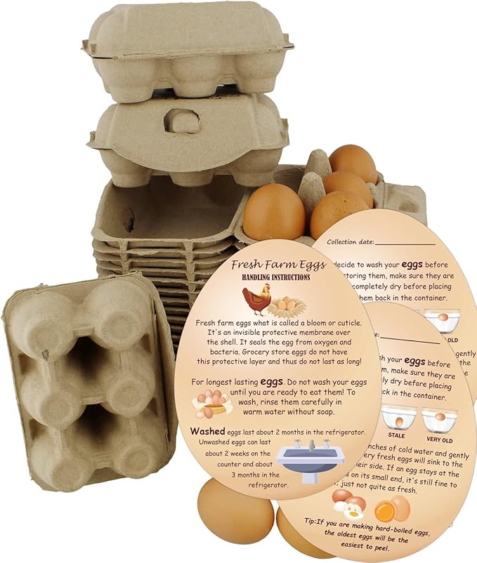 300 pcs Fresh Farm Eggs Handling Instructions Card 2.7 x 3.5 inch Eggs Business Card Egg Handling Instructions for Farm Fresh Egg Blank Cartons Basket Box Container Storing Extra Organizer
