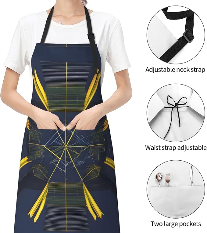 Multidimensional Space Heavy Duty Waterproof Apron with Pockets for AdultsResistant Grilling, Gardening, Painting