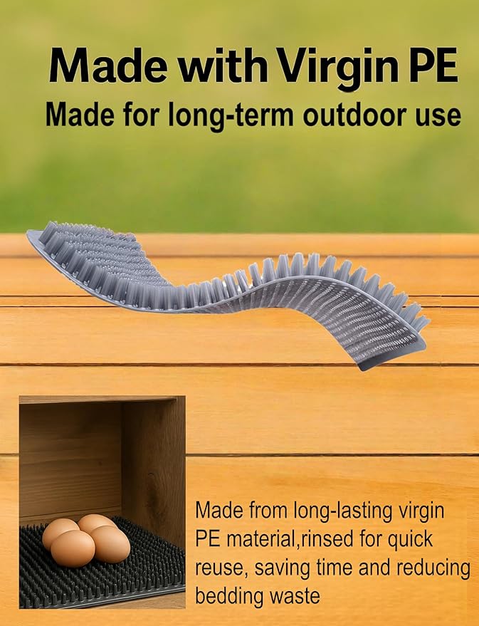 Chicken Nesting Box Pads, 13×11 in Reusable Nest Box Liners, 4-Pack Gray — Trim-to-Fit PE Pads with Ventilated Grid for Easy Cleaning