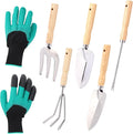 Heavy Duty Garden Tool Set, Gardening Hand Tools with Wooden Handle Stainless Steel Material Latex Gloves Gardening Gifts for Garden Enthusiasts