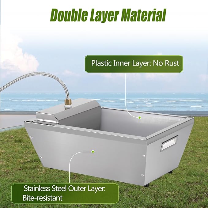 4Gal Automatic Livestock Water Trough for Horse Metal Auto Dog Water Bowl Dispenser for Dogs Large Capacity Self Filling Livestock Waterer Feeder for Dogs Horse Goat Sheep Pet