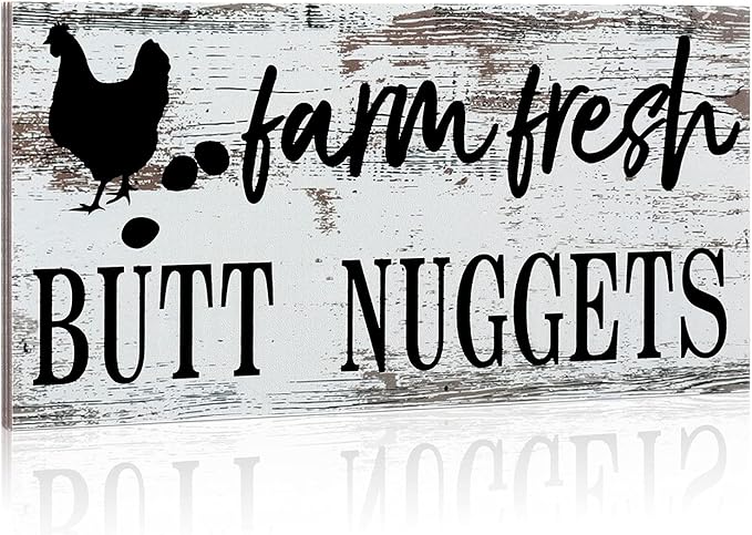 Farm Fresh Chicken Wall Decor Chicken Coop Sign Accessories Rustic Hen House Deco Farmhouse Wooden Door Decoration for Home Kitchen Decoration(Retro Color)
