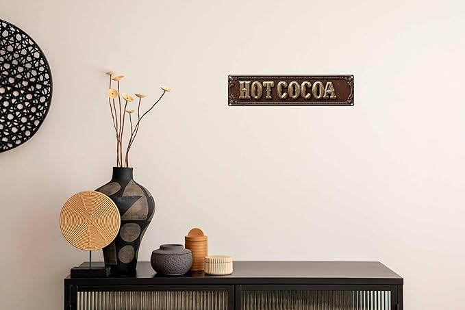 Vintage Tin Hot Cocoa Sign Retro Metal Sign Suitable For Home Street Shop Garage Bar Farm Garden - Multi-Purpose For Indoor/Outdoor Use Plaque 4x16 Inch