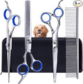 Gimars Professional 5 in 1 Grooming Scissors for Dogs 4CR, Heavy Duty Titanium Coated Straight, Thinning Shears and Comb