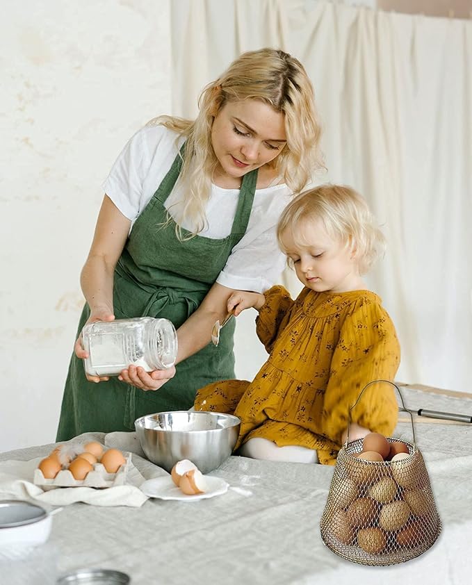 JIYUJIAHUA Egg Basket, Collapsible Mini Storage - Can Easily Load Eggs for Carrying and Collecting Eggs, Easy Washing, and Fast-drying, Country Primitive Farmhouse Style, DANLAN-001