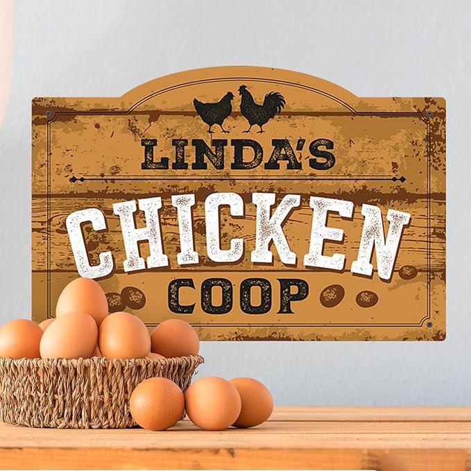 Personalized Chicken Coop Sign, Custom Name Farmhouse Backyard Décor For Sign, 12x18 Inches, Rust Free .063 Aluminum, Fade Resistant, Made in USA by Sigo Signs