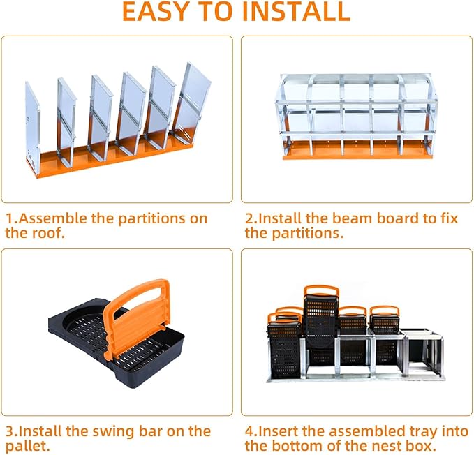 GarveeHome 2-Tier Chicken Nesting Box, 10 Compartment Metal Chicken Laying Boxes with Waterproof Roof ＆ Removable Trays for Hens, Poultry，Easy Egg Collection