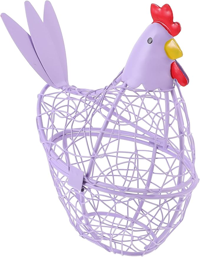 PRETYZOOM Hen-shaped Home Basket Practical Iron Storage for Eggs Fruits and Snacks for Kitchen Restaurant Buffet and and Stylish Storage