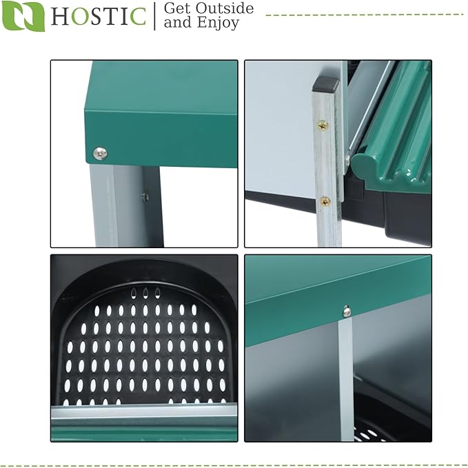 Green Chicken Nesting Boxes with Metal Legs 3 Holes Nesting Boxes for Chickens Roll Out Tray