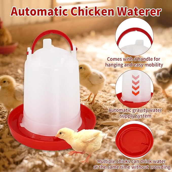 6 in 1 Chick Feeder and Waterer Kit with Wooden Perch,Baby Poultry Starter Set Includes 1.5L Chick Waterer Chicks Feeder Chick Perch for Small Poultry Chicks Ducks Quail Pigeons Birds