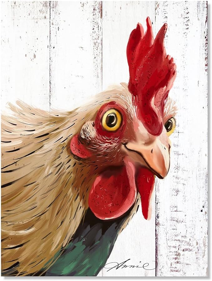 Rooster Kitchen Decor Wall art - Abstract Farmhouse Chicken Canvas Painting Picture Prints Artwork for Home Kitchen Decor