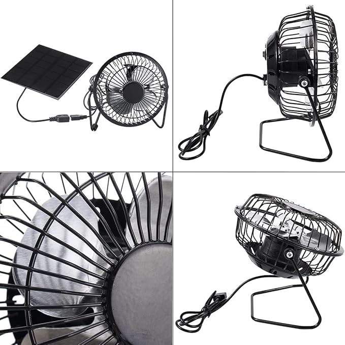 Solar Panel Powered Fan Mini Exhaust Fan for Greenhouse Motorhome House Chicken House Outdoor Ventilation Equipment Ventilator for Pets