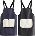 2 Pack Kitchen Apron with Hand Wipe,Water-drop Resistant with 2 Pockets Cooking Bib Aprons for Women Men Chef