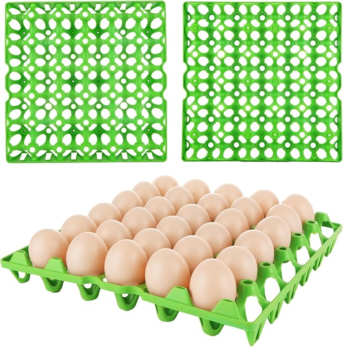 DAJAVE 12 Pack Plastic Egg Tray, Egg Crates 30-Eggs Flats for Home Chicken Farmers, Stackable Eggs Cartons Flats for Packing, Storage, Shipping Fresh (Green)