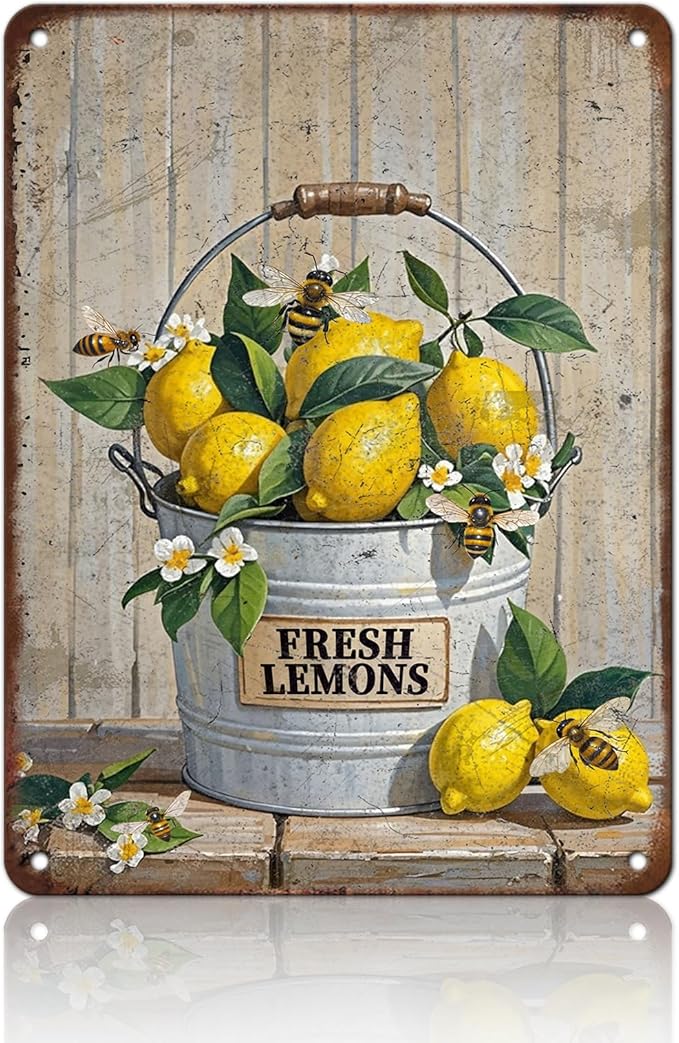 Funny Welcome Lemon Tin Sign 12x16 Inch Yellow Lemon Home Sweet Home Lemon Outdoor Street Metal Tin Tin Sign Home Kitchen Garden Restaurant Man Cave Wall Decor