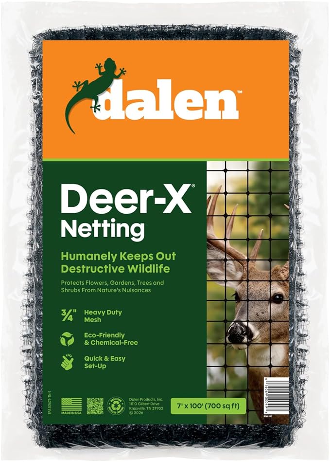 Dalen Deer X Protective Netting for Gardens and Landscapes - 7′ x 100′ - Strong and Durable 3/4″ Polypropylene Mesh with UV Inhibitors