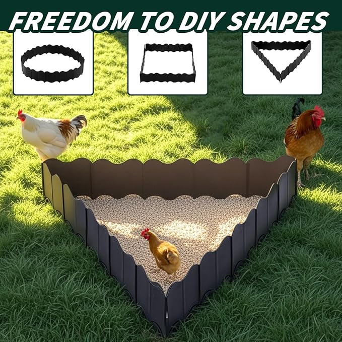 2 Set Large Chicken Dust Bath Tub,36.4'‘ Dia x 5.5’' H Chicken Pool Plastic Adjustable Chicken Coop,Bottomless Chicken Dust Bath Container for Chicken
