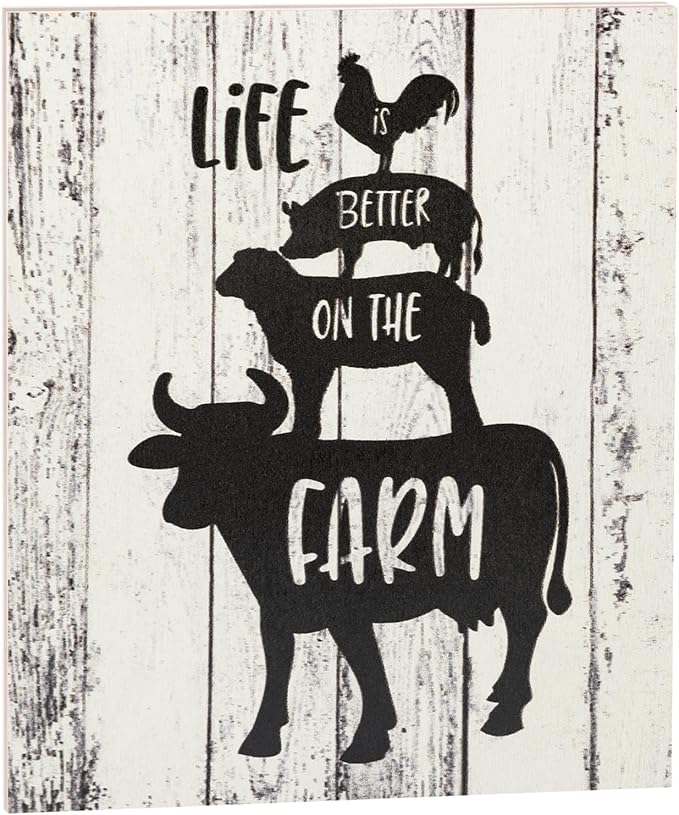 JennyGems Life is Better on the Farm Wooden Sign, Cow Chicken and Pig Decor, Farmhouse Decorations, Made in USA