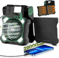 22000mAh Camping Solar Fan, Dual-Panel Rechargeable Solar Powered Fan with LED Light, 5 Adjustable Speeds Battery Powered Portable Fans, USB-C Fans for Travel Tent Home Camping Accessories