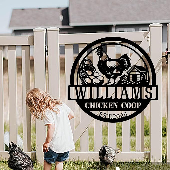Custom Chicken Coop Sign Metal, Personalized Hen House Farm Sign, Backyard Chicken Decor, Rustic Farmhouse Gift for Chicken Lovers, Farm Gifts