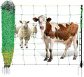 Solar Electric Fence for Poultry, 164'L x 35.4" H Electric Anti-Predator Poultry Fence, Electric Animals Netting, 14 Posts Double Spiked, for Goats, Sheep, Hogs, Farms, Ranches