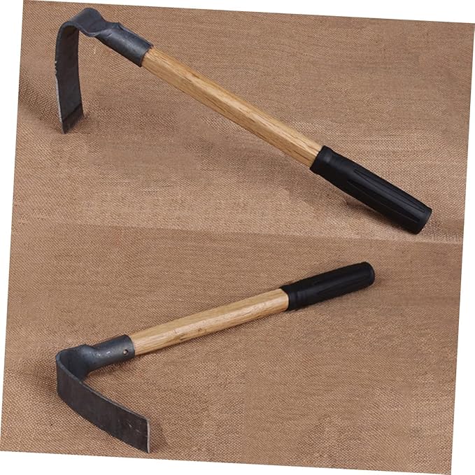 Yardwe Garden Hoeing Tool Set Metal Hoe Wooden Handle Garden Puller for Gardening Hand Tools Small Steel Hoeing for Outdoor Farm