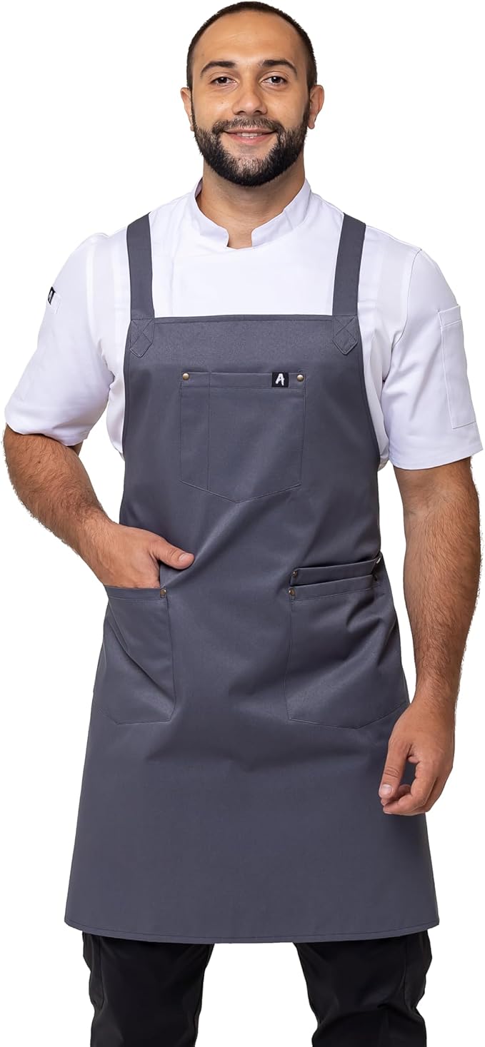 Aquasafe Water-Repellent Cross-Back Bib Apron - Unisex One Size