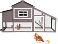 Chicken Coop for 4 Chickens, Mobile Chicken House with with Wheels, Outdoor Hen House Poultry Cage with Nesting Box, Leakproof Pull Out Tray and UV-Resistant Roof (67.3" L x 29" W x 39.4" H-B)