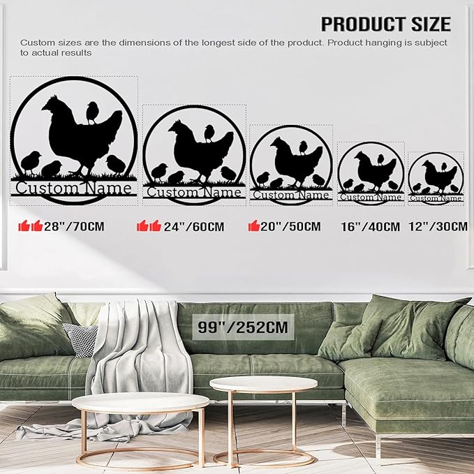 Personalized Chicken Coop Metal Sign,Custom Chicken Farm Metal Wall Art,Personalized Chicken MetalSign, Metal Chicken Farmhouse Sign,Hen House Sign, Funny Chicken Farm Decor (Chicken C)