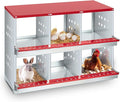 6-Compartment Chicken Nesting Box with Roll-Away Egg Collection - Metal Laying Box for Hens and Ducks, Features Pull-Out Tray & Swing Perch, Wall Mount Design for Coops
