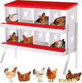 TrailBlaze 8 Compartment Chicken Nesting Box with Metal Legs, Chicken Egg Laying Boxes with Rollout Egg Collection, Large Vented Holes Chicken Coop for Chickens, Hens (Red)
