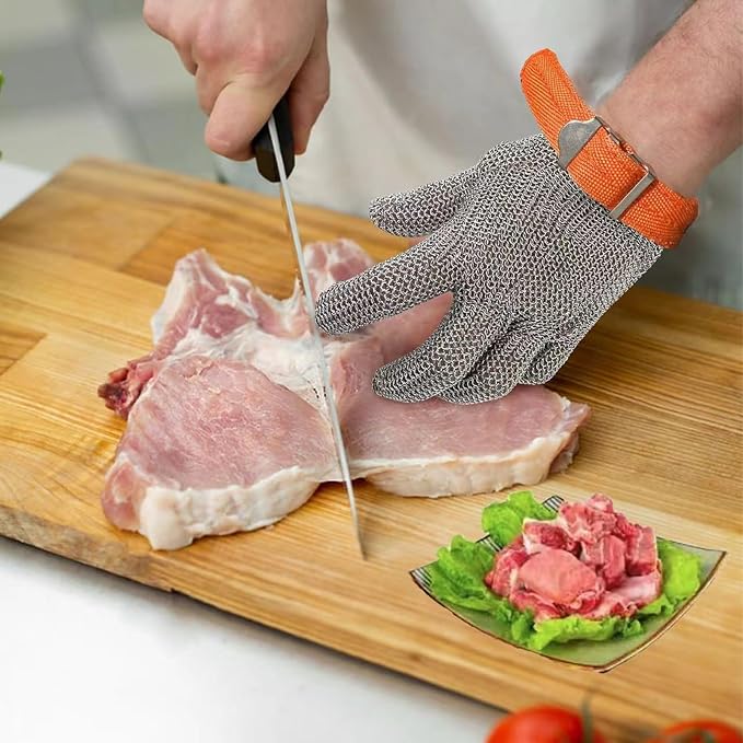 Metal Mesh Gloves - Stainless Steel Mesh Chain Cutting Gloves for Meat and Food Processing