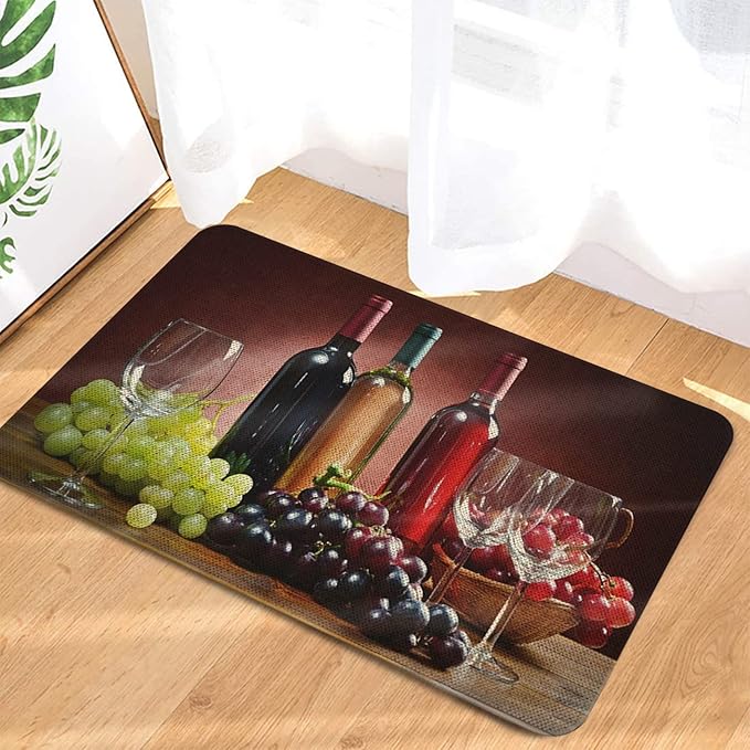 Roszwtit Farmhouse Kitchen Rugs and Mats, Red Wine Door Mat, Seasonal Washable Non-Slip Floor Mats for Home Kitchen Decor 30x17 Inch