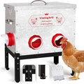 Automatic Chicken Feeder 40LB - 6 Gravity-Fed Chicken Feeders Reduce Waste, Adjustable Legs & Secure Lid, Heavy-Duty Galvanized Steel for Coops (Bright Silver)