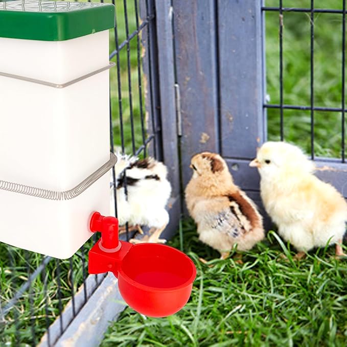 Automatic Waterer System Chick Drinker Cups 1L Hanging Automatic Fill Poultry Watering Cup Used for Cages (2)